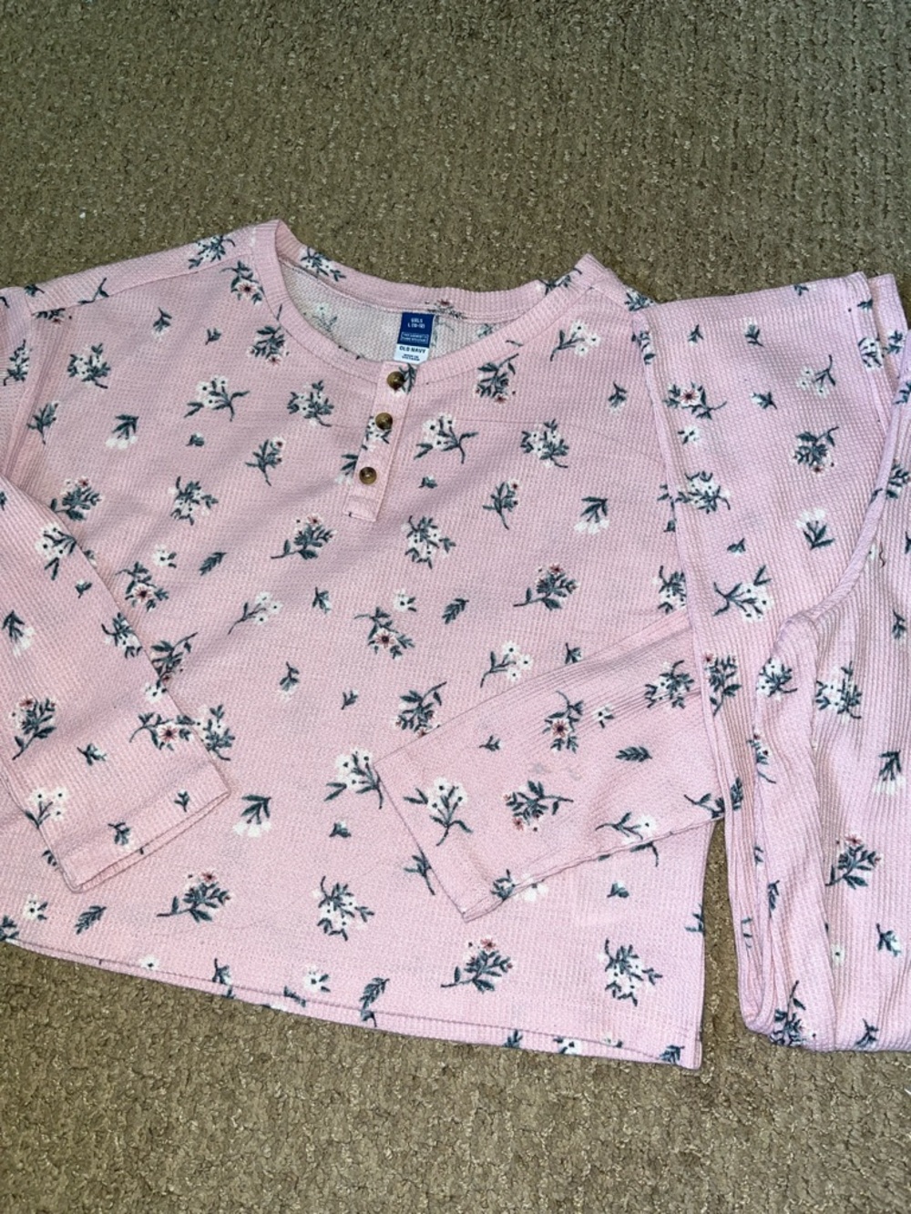 Old navy Pink Floral Waffle-Knit Pajama Set